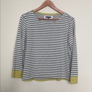Lafayette 148 Grey Striped Crewneck Sweater